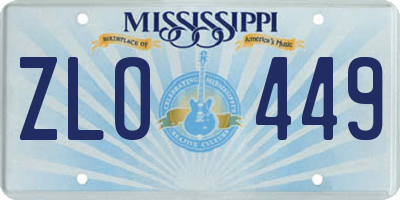 MS license plate ZLO449