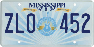 MS license plate ZLO452