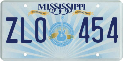 MS license plate ZLO454