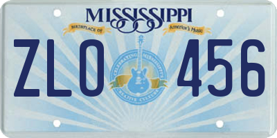 MS license plate ZLO456