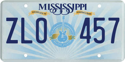 MS license plate ZLO457