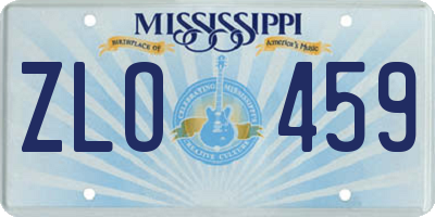 MS license plate ZLO459
