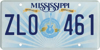 MS license plate ZLO461