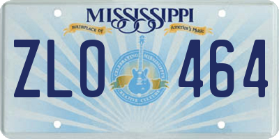 MS license plate ZLO464