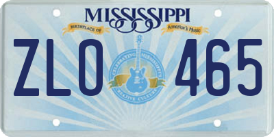 MS license plate ZLO465