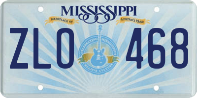 MS license plate ZLO468