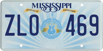 MS license plate ZLO469