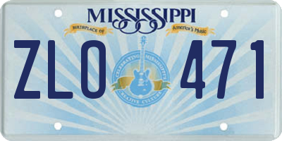 MS license plate ZLO471