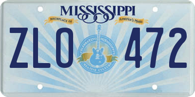 MS license plate ZLO472