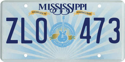 MS license plate ZLO473
