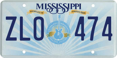 MS license plate ZLO474