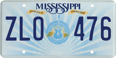 MS license plate ZLO476