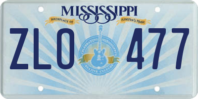 MS license plate ZLO477