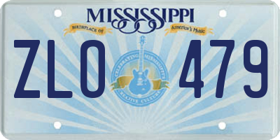 MS license plate ZLO479