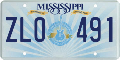 MS license plate ZLO491