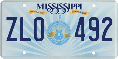 MS license plate ZLO492
