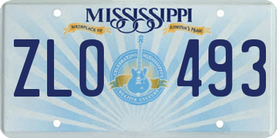 MS license plate ZLO493
