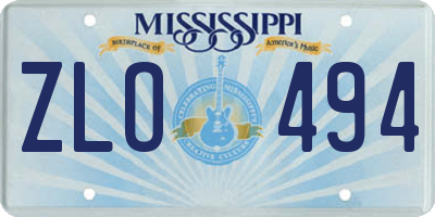 MS license plate ZLO494