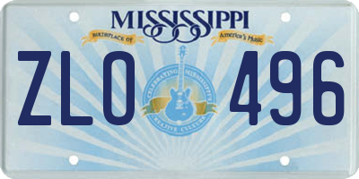 MS license plate ZLO496