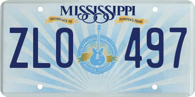 MS license plate ZLO497