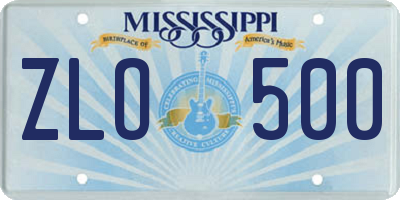 MS license plate ZLO500