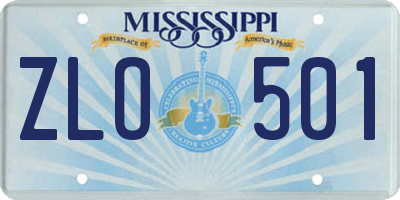 MS license plate ZLO501