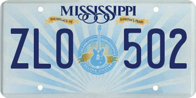 MS license plate ZLO502
