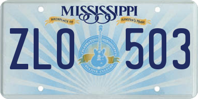 MS license plate ZLO503