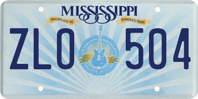 MS license plate ZLO504