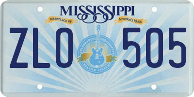 MS license plate ZLO505