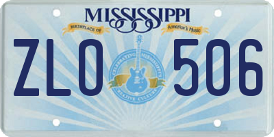 MS license plate ZLO506