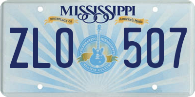 MS license plate ZLO507