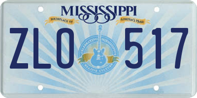 MS license plate ZLO517