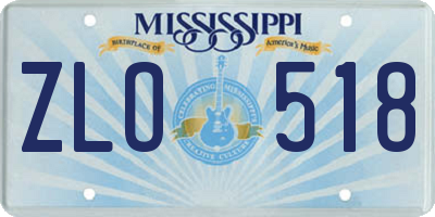 MS license plate ZLO518