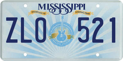 MS license plate ZLO521