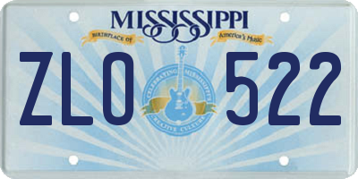 MS license plate ZLO522
