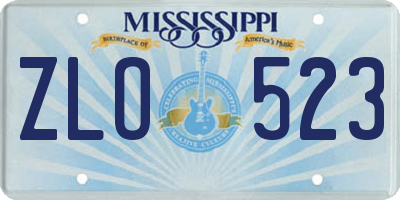 MS license plate ZLO523