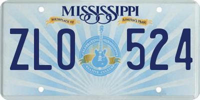MS license plate ZLO524