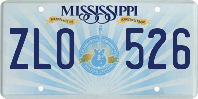 MS license plate ZLO526