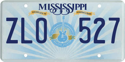 MS license plate ZLO527