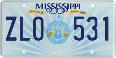 MS license plate ZLO531