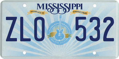 MS license plate ZLO532