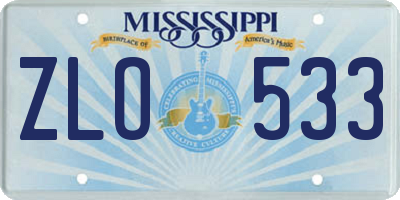 MS license plate ZLO533