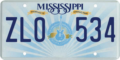 MS license plate ZLO534