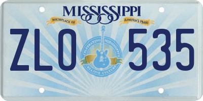 MS license plate ZLO535