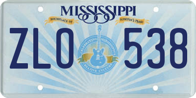 MS license plate ZLO538