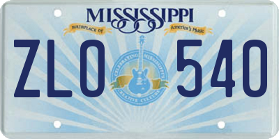 MS license plate ZLO540