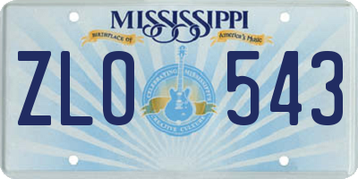 MS license plate ZLO543