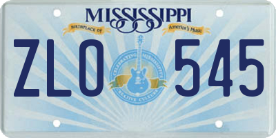 MS license plate ZLO545