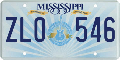 MS license plate ZLO546
